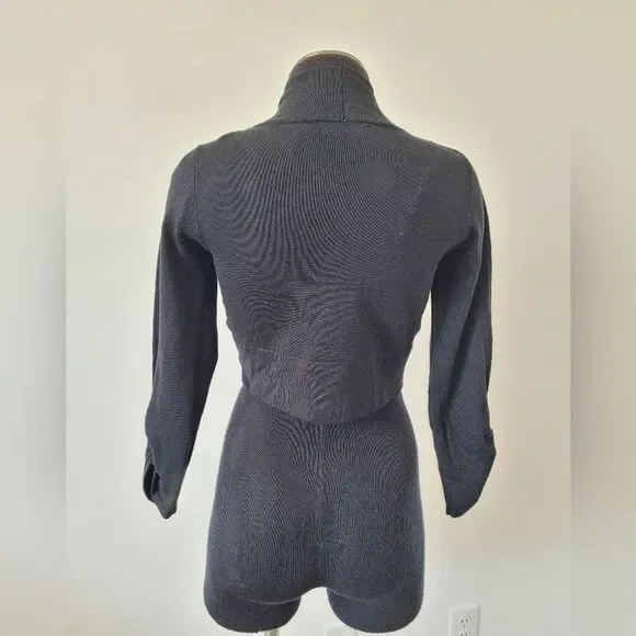 Maurices Cropped Black Half Cardigan Sweater Modest Coverup Y2K Formal Medium - Picture 4 of 9